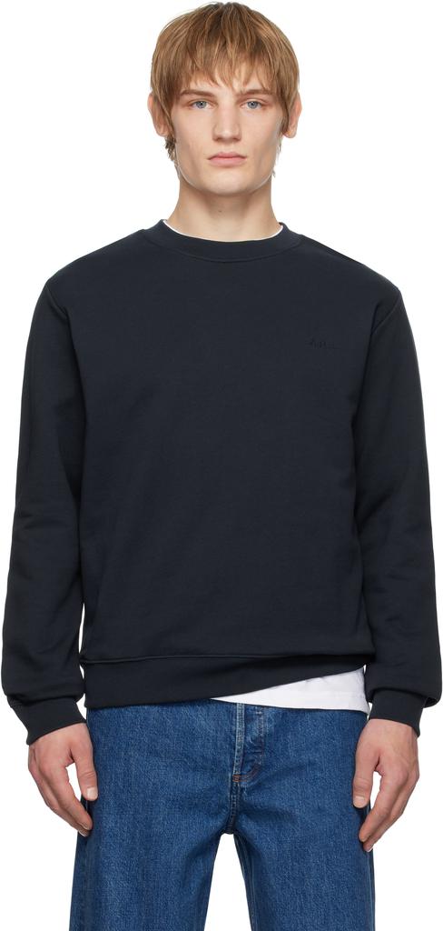 スウェット・トレーナー A.P.C. DARK BLUE COTTON SWEATSHIRT A.P.C. Dark Blue Cotton Sweatshirt - Hoodies - BeyondStyle