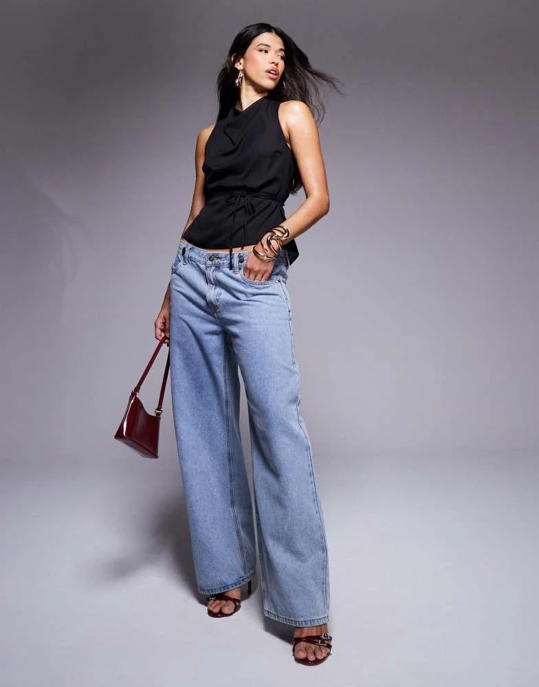 ASOS ASOS DESIGN sleeveless chiffon blouse with tie waist in black 3