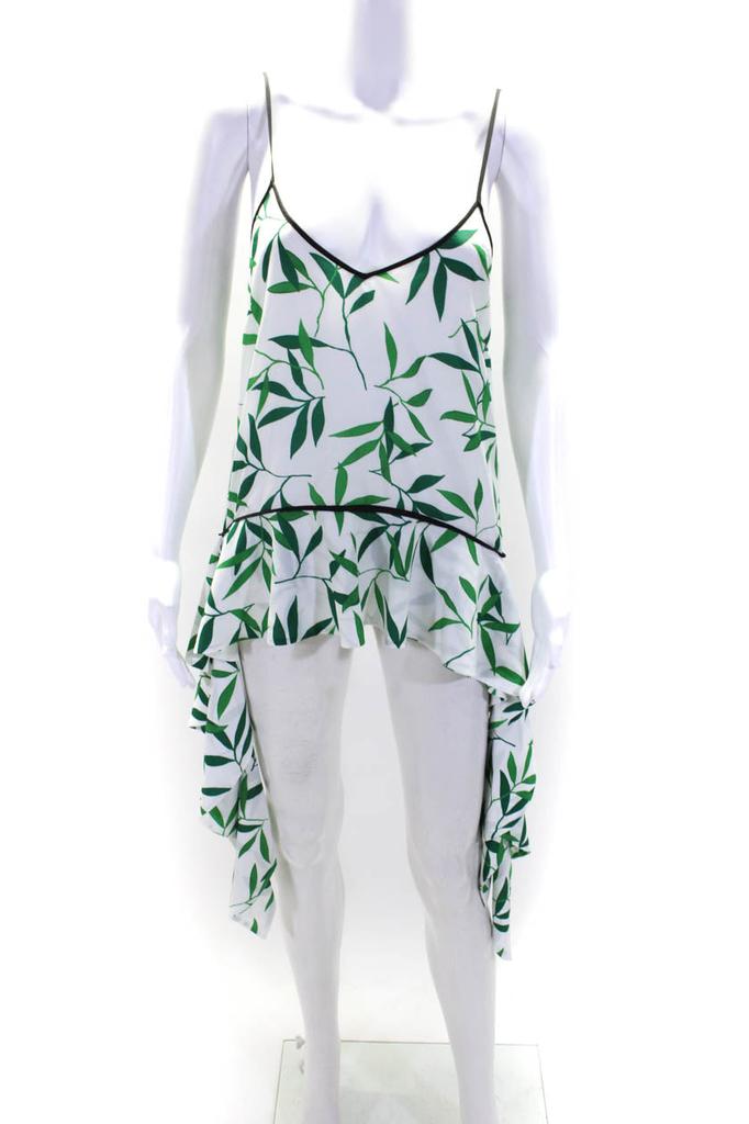 CAROLINE CONSTAS Womens Sleeveless V Neck Spaghetti Strap Dress White