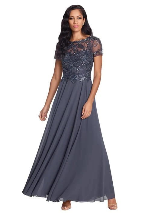 XSCAPE Womens Beaded Detail Bodice Fit And Flare Gown 1
