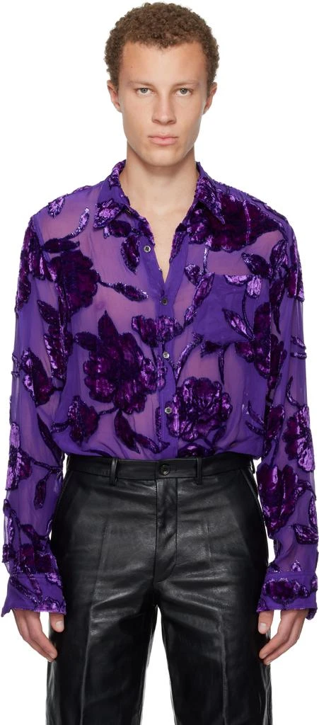 Dries Van Noten Purple Fitted Sheer Shirt 1