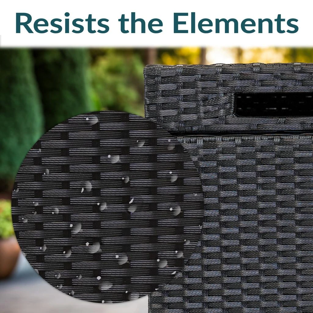 Sunnydaze Wicker Indoor and Outdoor Trash Cans with Lids - Set of 2 - 26 Gal. and 15 Gal. - Black 4