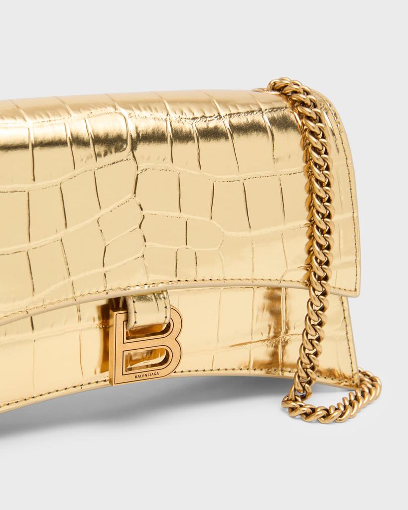 【BALENCIAGA】クラッシュ ショルダーバッグ S ゴールド Balenciaga Crush XS Chain Bag Metallized Crocodile Embossed
