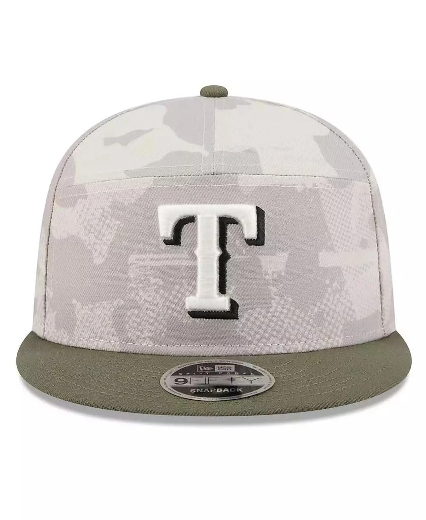 New Era Men's Light Beige/Olive Texas Rangers 2025 Armed Forces Day Split Panel 9FIFTY Snapback Hat 2