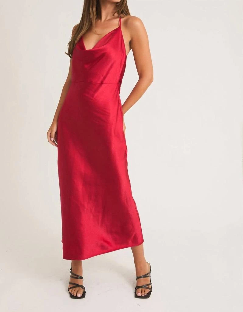 LE LIS Le Lis - Cherry Satin Midi Dress 1
