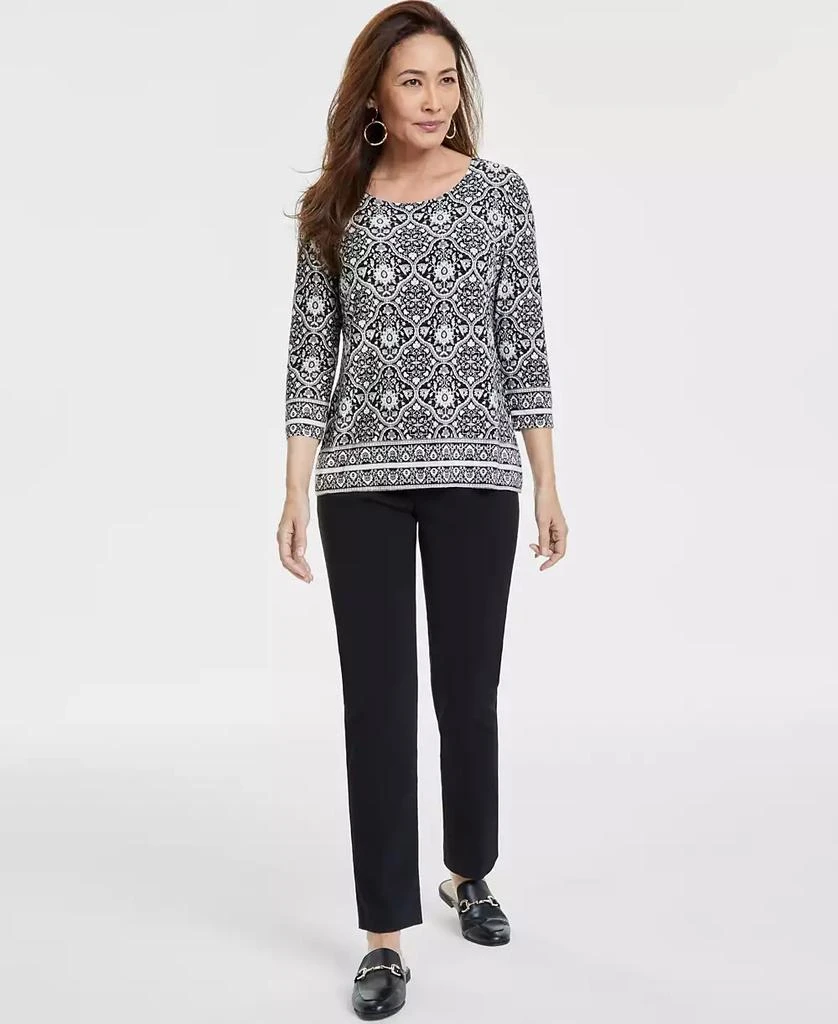 JM Collection Women's Printed Jacquard 3/4-Sleeve Top, Exclusively at Macy's 2