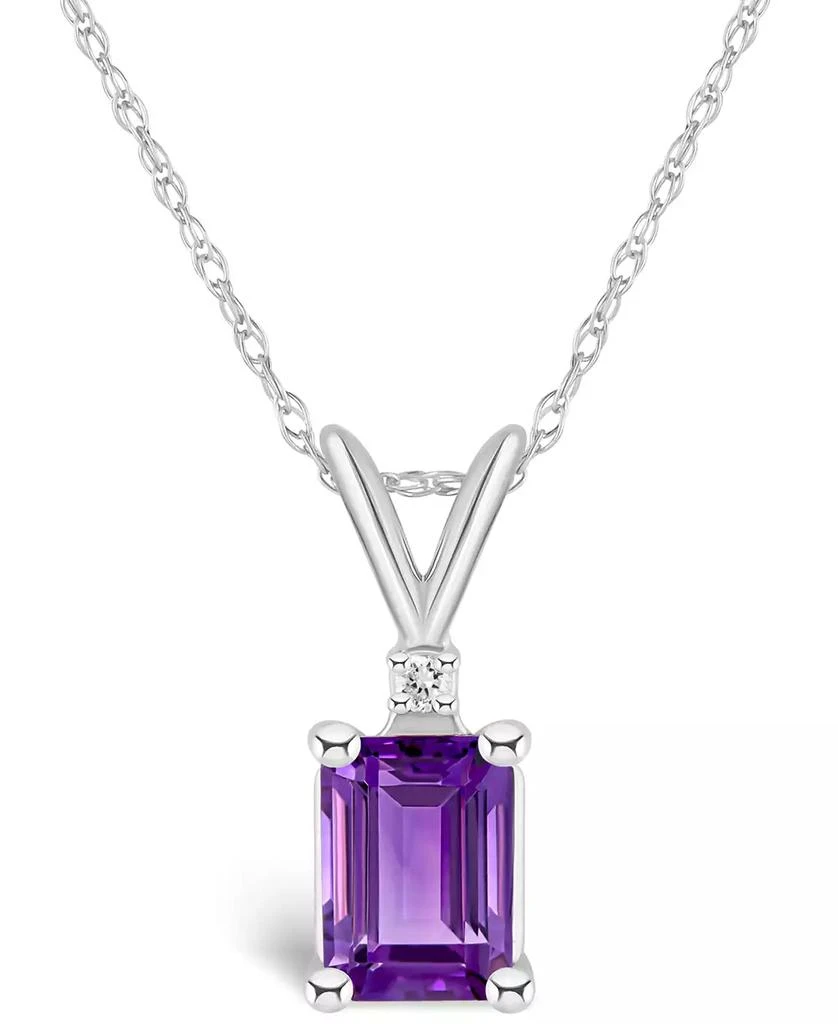 Macy's Amethyst (1 ct. t.w.) and Diamond Accent Pendant Necklace in 14K Yellow Gold or 14K White Gold 1