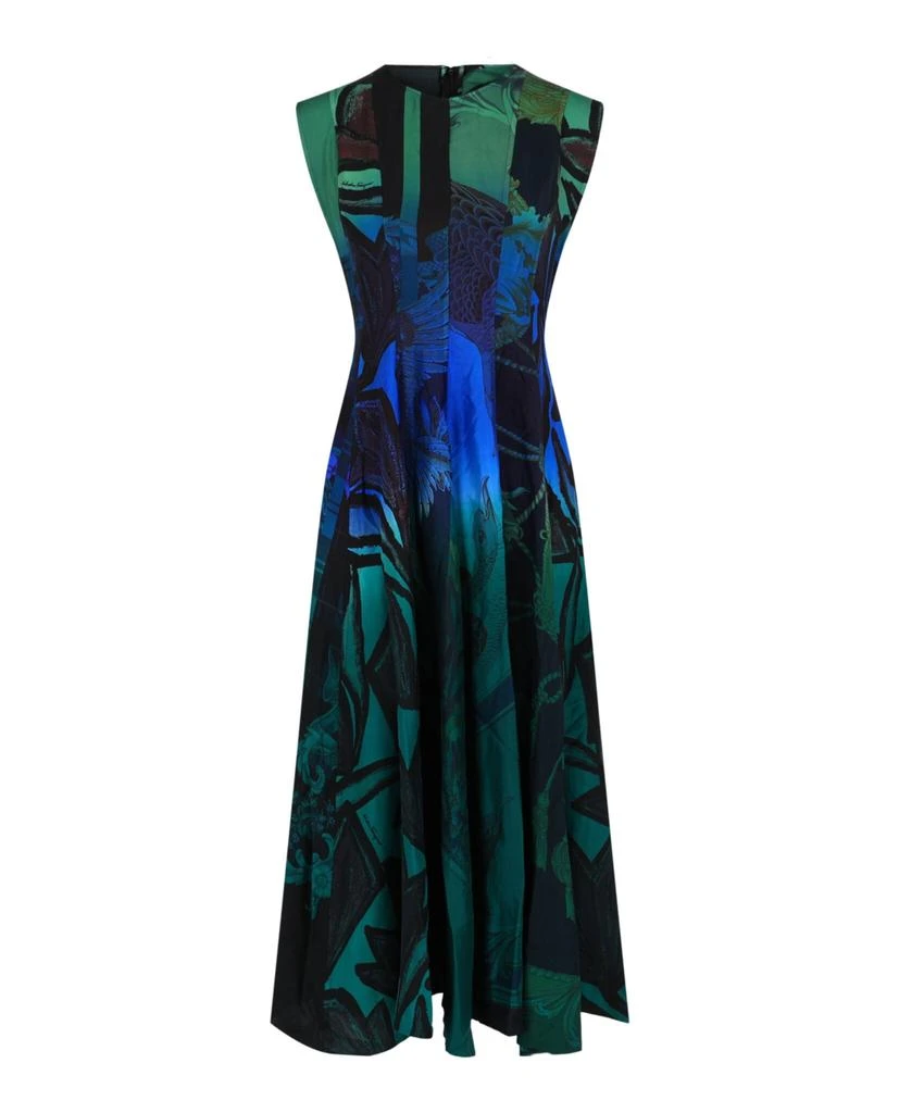 Salvatore Ferragamo Sleeveless Graphic Printed Silk Midi Dress 1