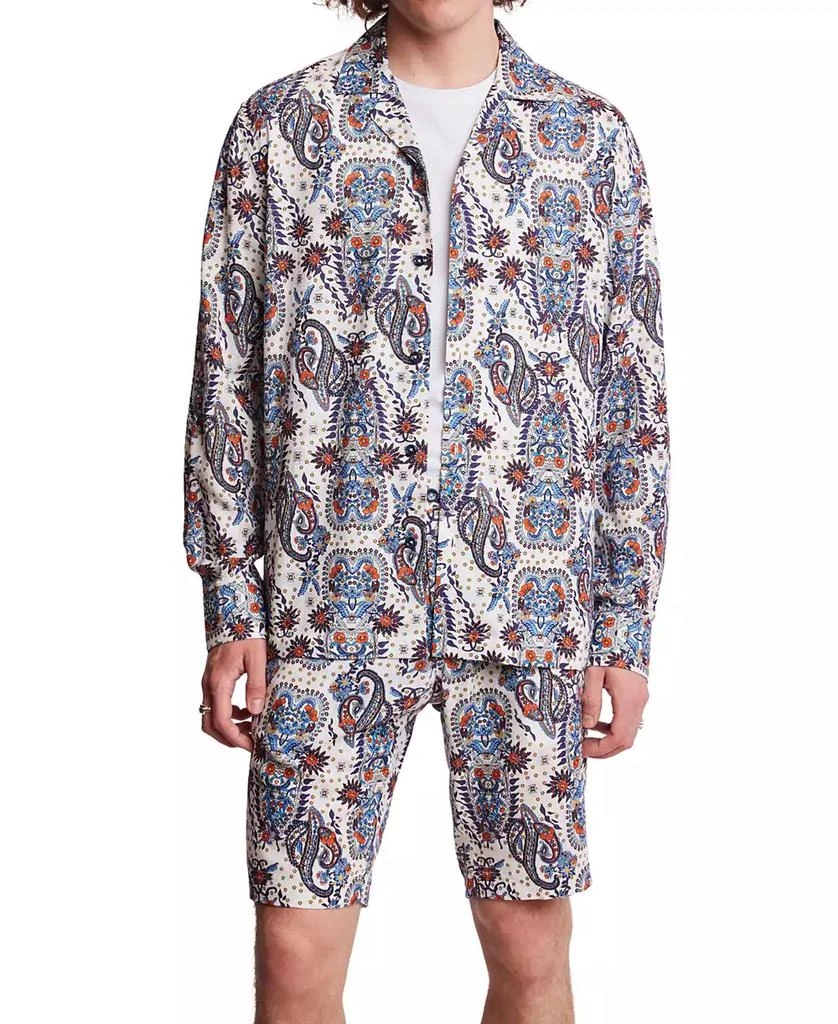 Paisley & Gray Men's Slim Fit Long Sleeve Paisley Button-Front Camp Shirt 1