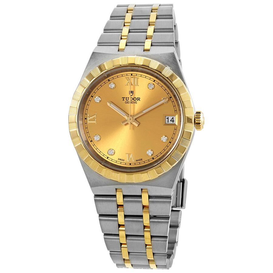 Tudor Royal Automatic Diamond Champagne Dial Watch M28403-0006