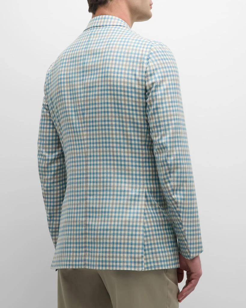 Isaia Men's Check Linen-Blend Sport Coat 3