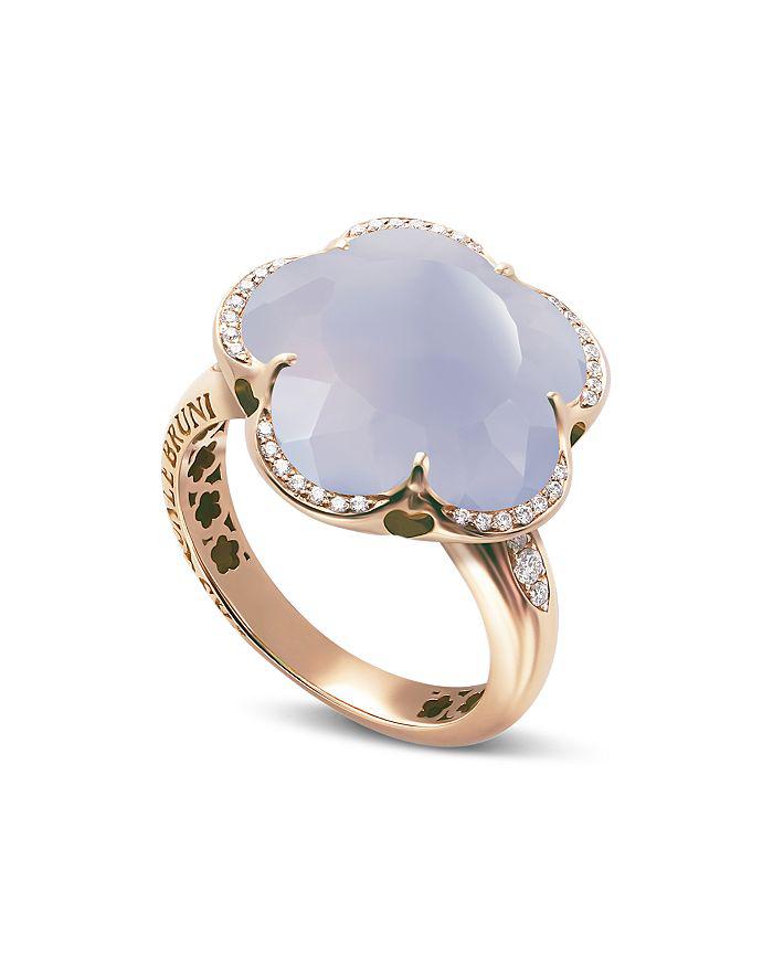 Pasquale Bruni 18K Rose Gold Bon Ton Floral Blue Chalcedony 
Diamond Ring