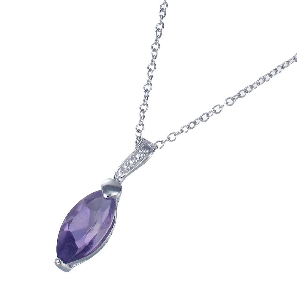 Vir Jewels 1/50 cttw Purple Amethyst Pendant Necklace .925 Sterling Silver 12x6 MM Marquise