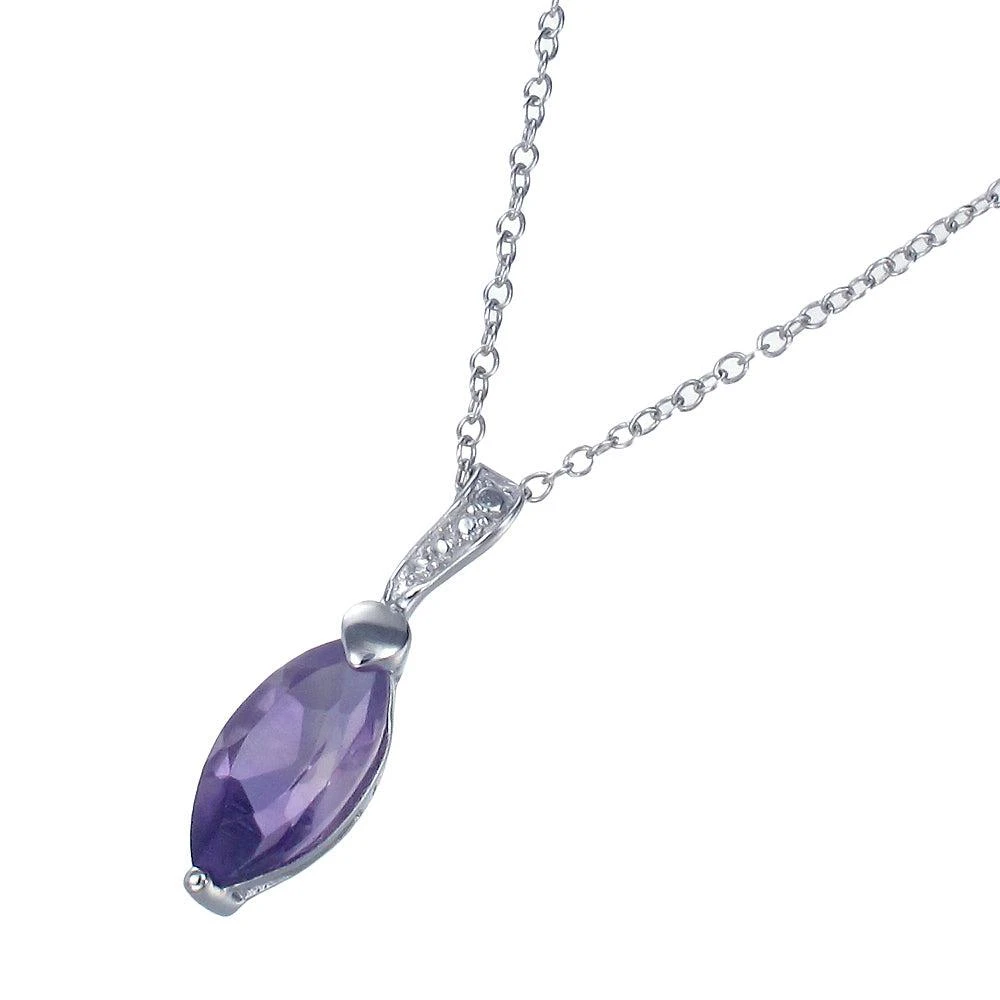 Vir Jewels 1/50 cttw Purple Amethyst Pendant Necklace .925 Sterling Silver 12x6 MM Marquise 2