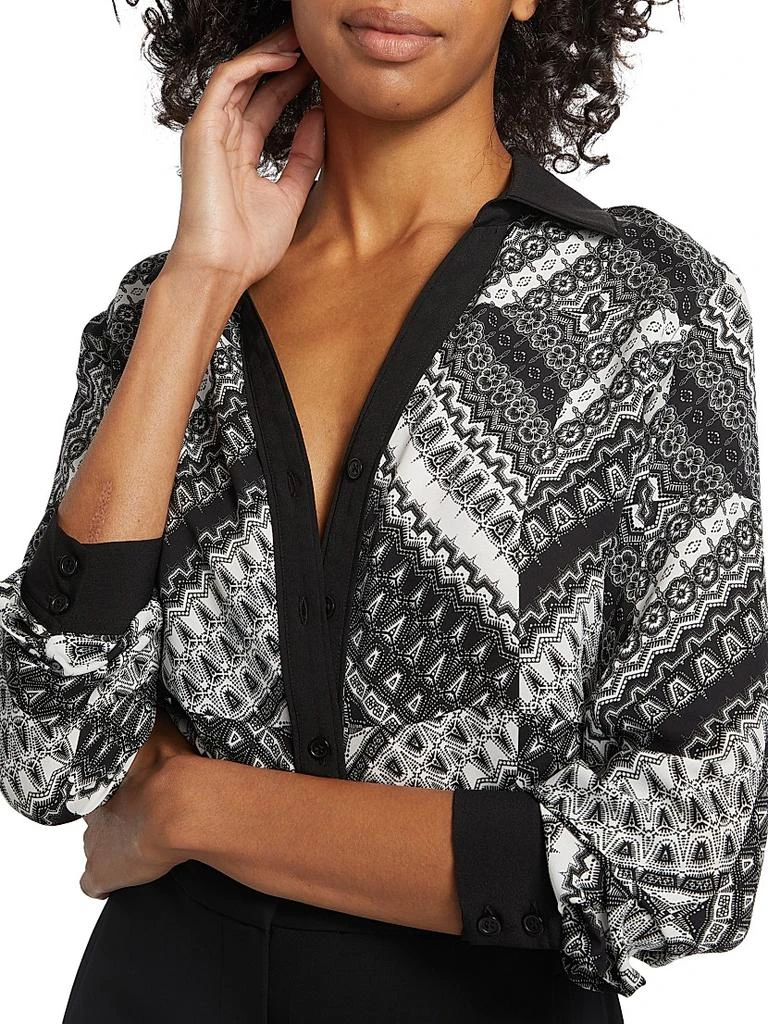 Tahari The Madeline Printed Silk Shirt 6