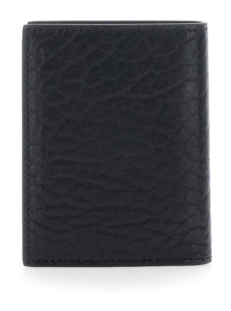 Salvatore Ferragamo Black Bi-Fold Wallet With Gancini Plaque On The Front In Leather Man