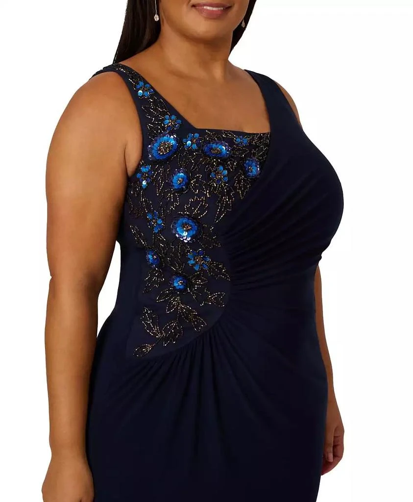 Adrianna Papell Plus Size Jersey Beaded Long Sleeveless Dress 4