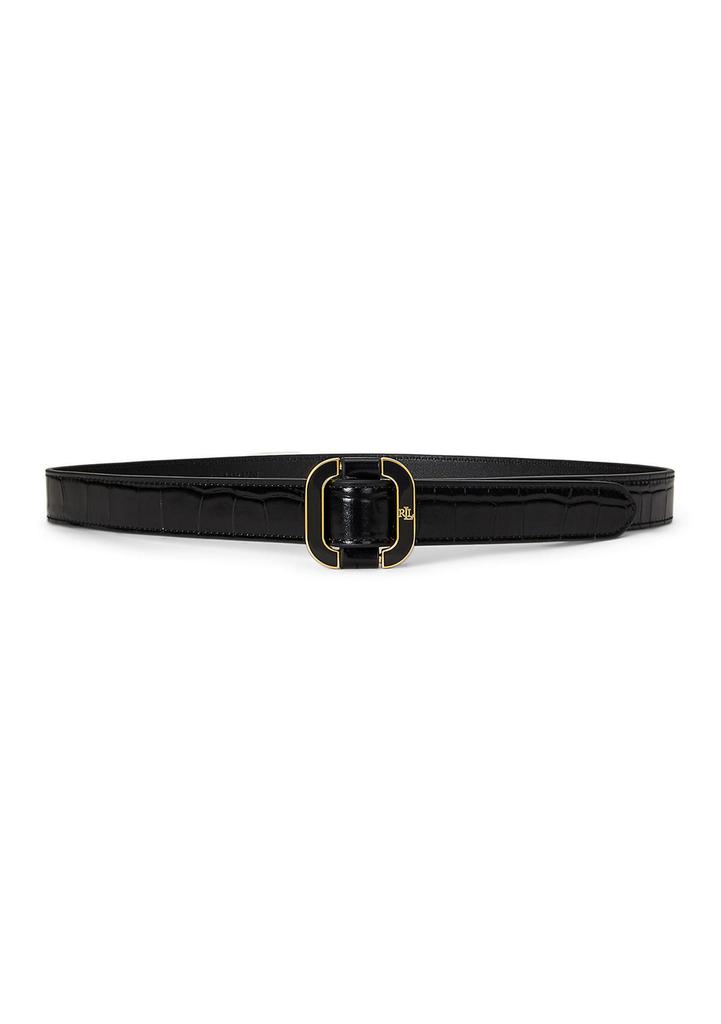 Ralph Lauren Slide-Buckle Croc-Embossed Leather Belt
