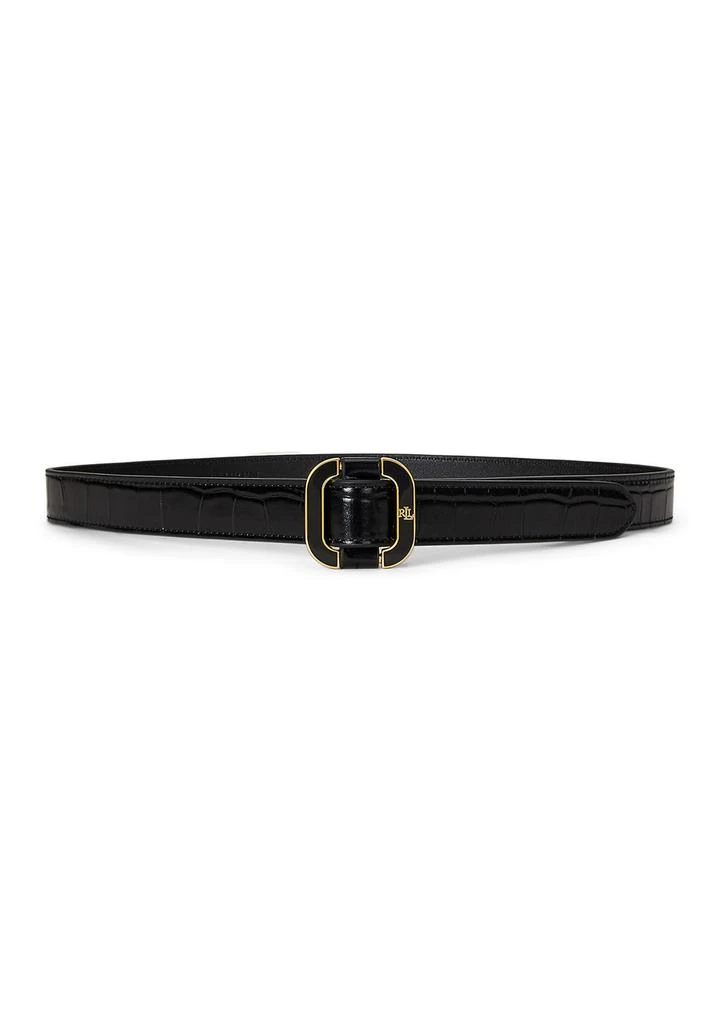 Ralph Lauren Slide-Buckle Croc-Embossed Leather Belt 1