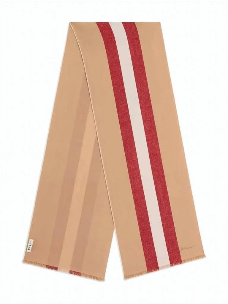 Bally Striped Merino Wool Scarf with Fringe Detail