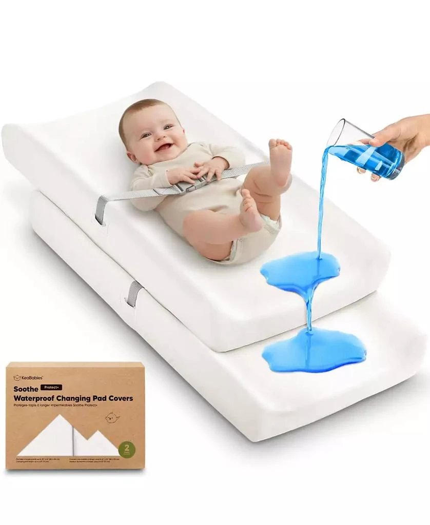 KeaBabies 2-Pack Soothe Waterproof Changing Pad Covers for Boy, Girl, 32x16 Soft Cotton Baby Changing Table Pad Cover