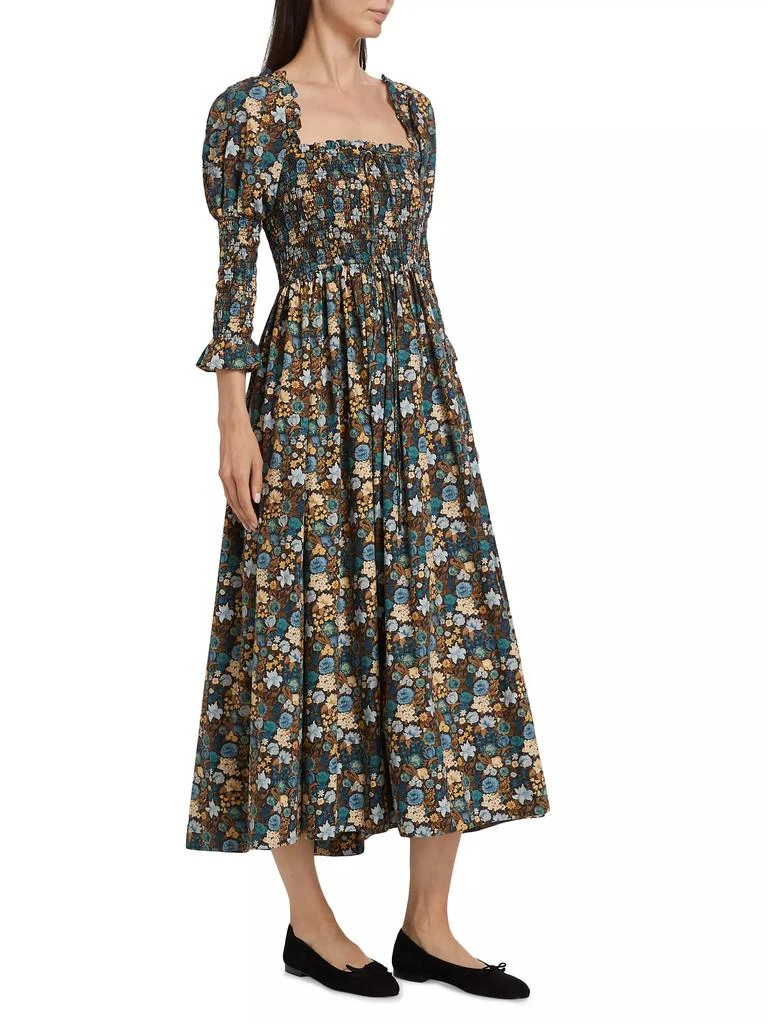 DÔEN Bijou Floral Cotton Smocked Midi-Dress 4