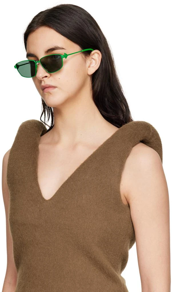 Bottega Veneta Green Rectangular Sunglasses 4