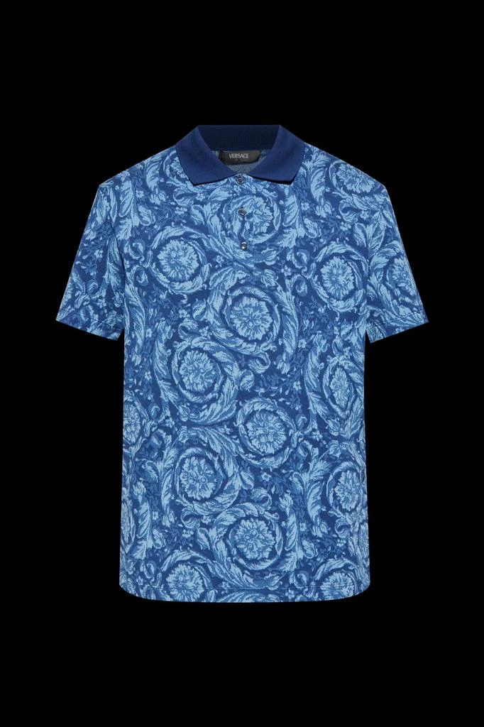 Versace Versace Barocco-Jacquard Short-Sleeved Polo Shirt from Cettire