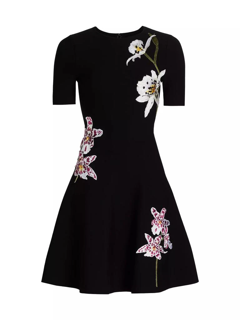 oscar de la renta floral embroidered dress Oscar de La Renta Floral Embroidered Short Sleeve Dress main image 0