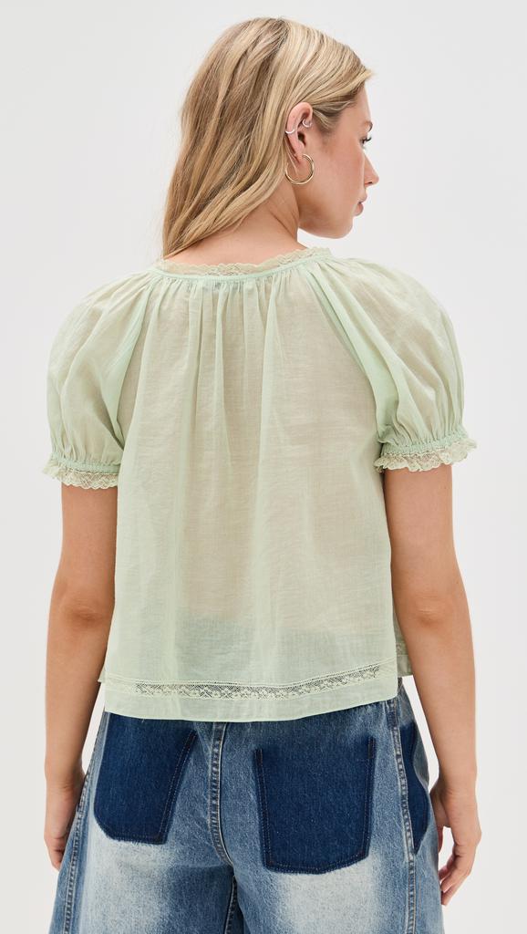 Alice + Olivia Odette Puff Sleeve Pintuck Blouse