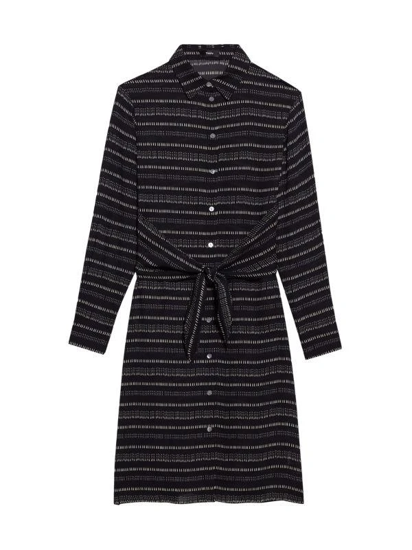 Theory Stripe Tie Waist Shirt Dress 6