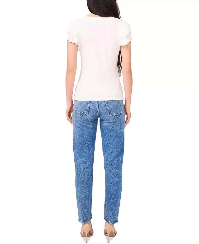 Sam & Jess Women's V-Neck Flutter-Sleeve Rib-Knit Top 4