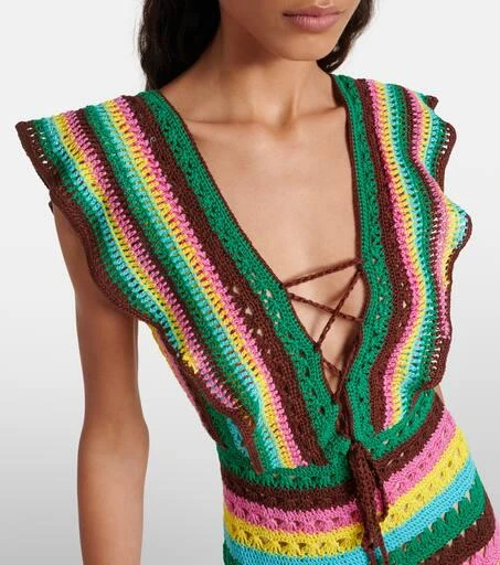ANNA KOSTUROVA Striped crochet cotton minidress 4