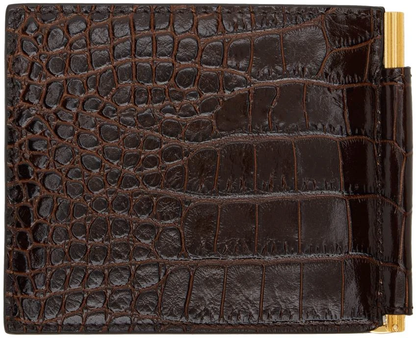 Tom Ford Brown Printed Croc Money Clip Wallet 2