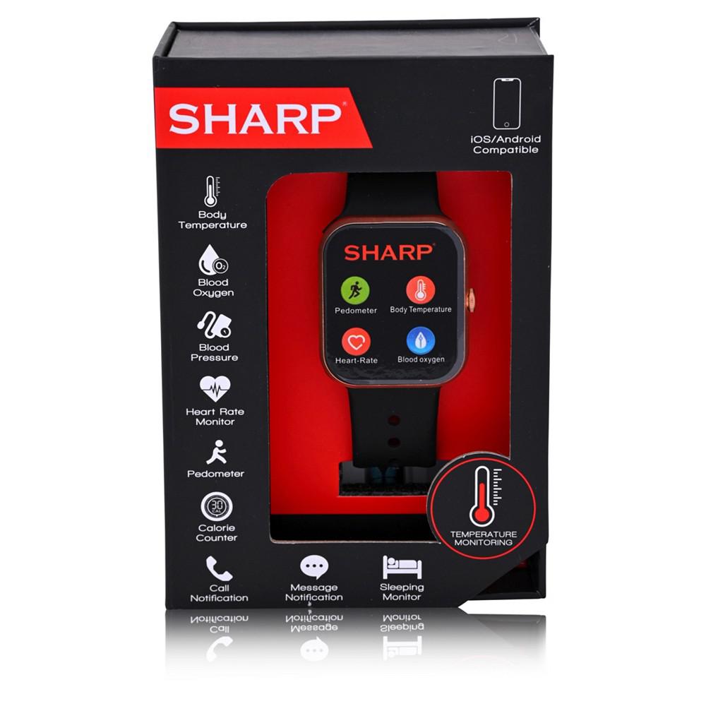 Sharp Unisex Rose Gold-Tone and Black Silicone Smart Watch 38mm