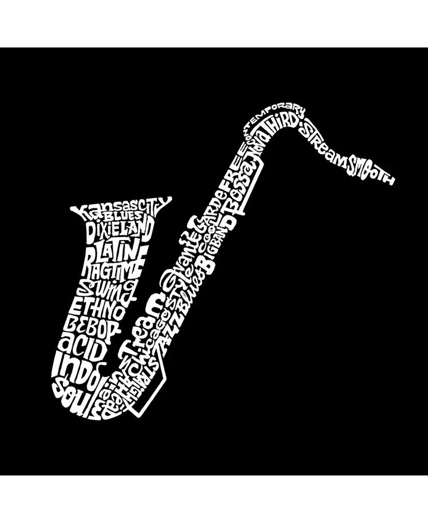 LA Pop Art Mens Word Art T-Shirt - Saxaphone 2