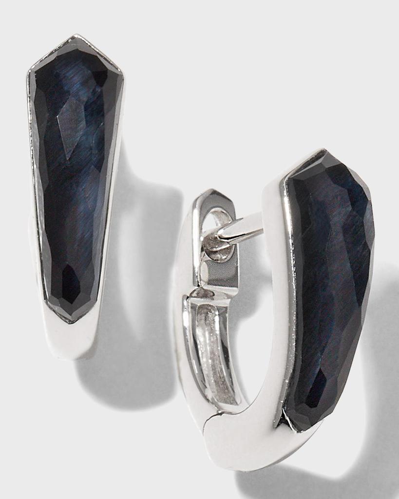 Stephen Webster White Gold Sleeper Earrings Set with Falcons Eye Clear Quartz