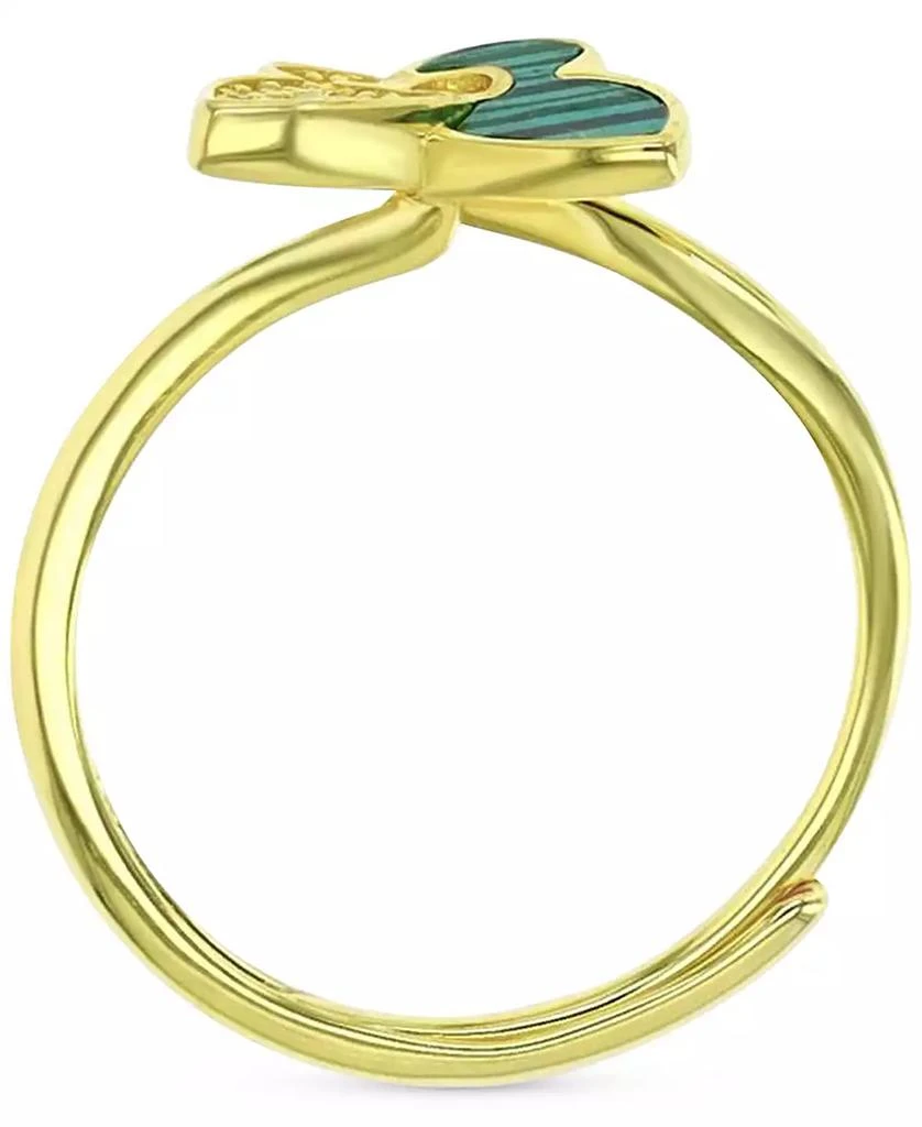 Macy's Lab-Grown Malachite & Cubic Zirconia Butterfly Ring in 14k Gold-Plated Sterling Silver 3