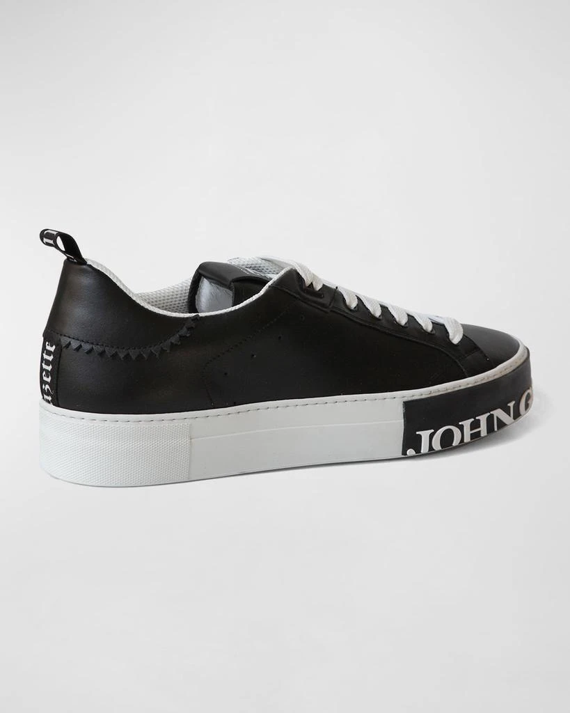 John Galliano Paris Men's Logo Sole Low-Top Leather Sneakers 3