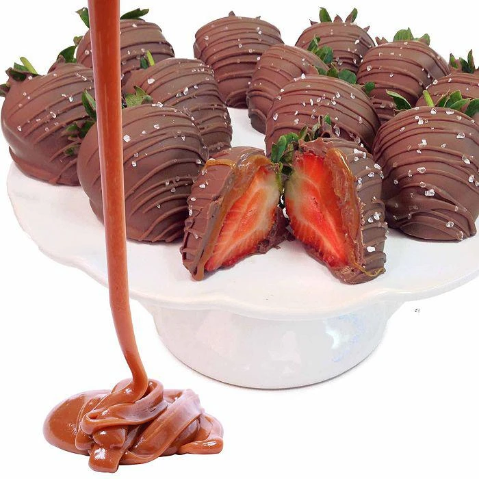 Chocolate Covered Company Sea Salt Caramel Belgian Chocolate Covered Strawberries, 12 Piece