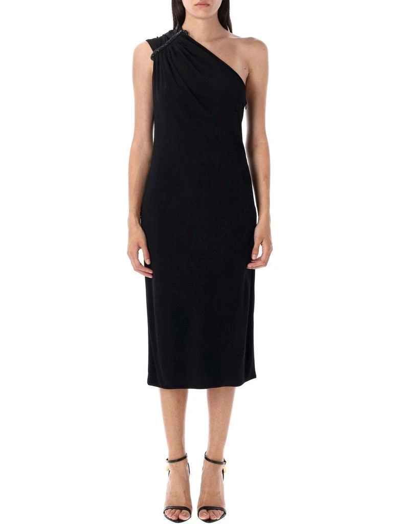 Tom Ford Women's One-Shoulder Draped Midi Dress in Black | Size: 40