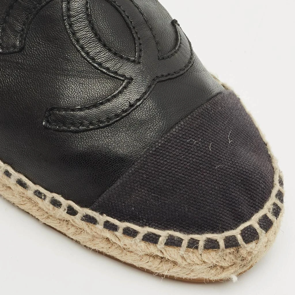 Chanel Chanel Black Leather/Canvas CC Logo Espadrilles Size 38 7