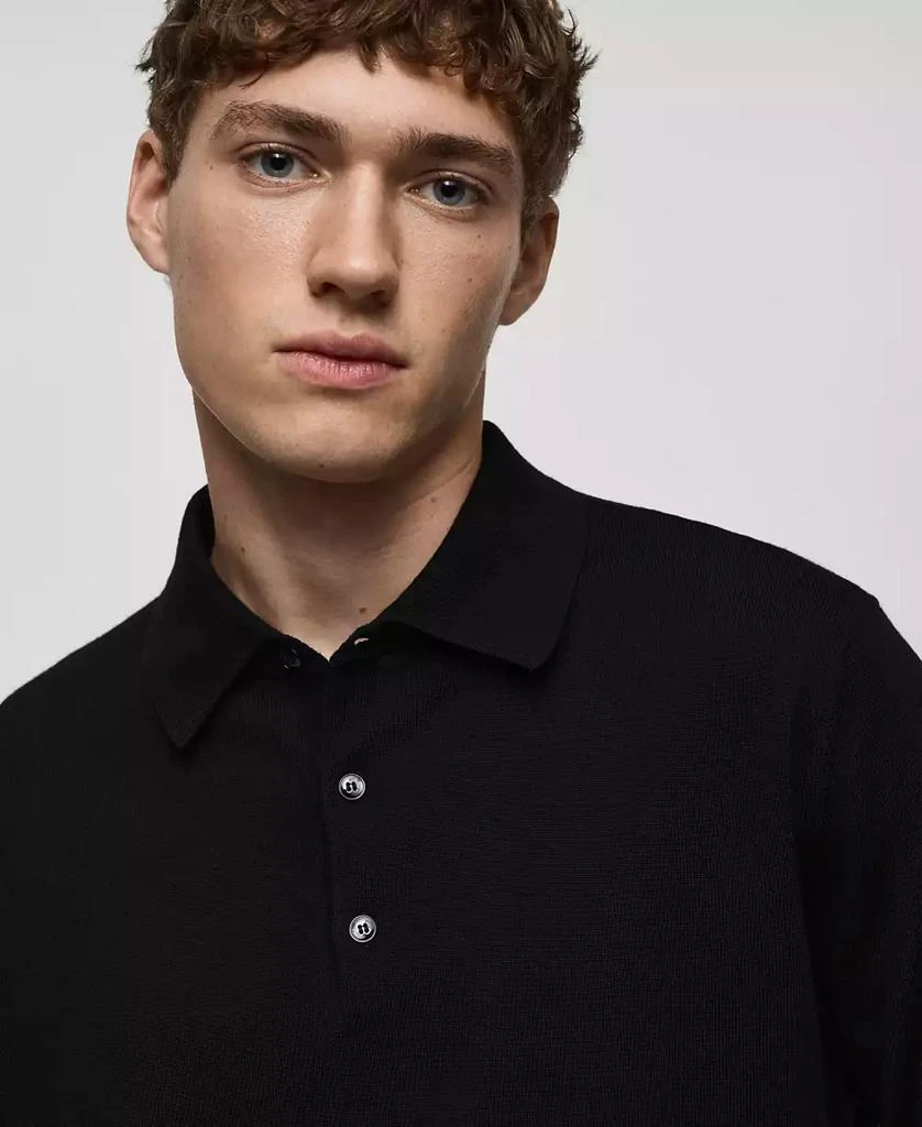 Mango Men's Slim-Fit Fine-Knit Wool Polo Sweater 5