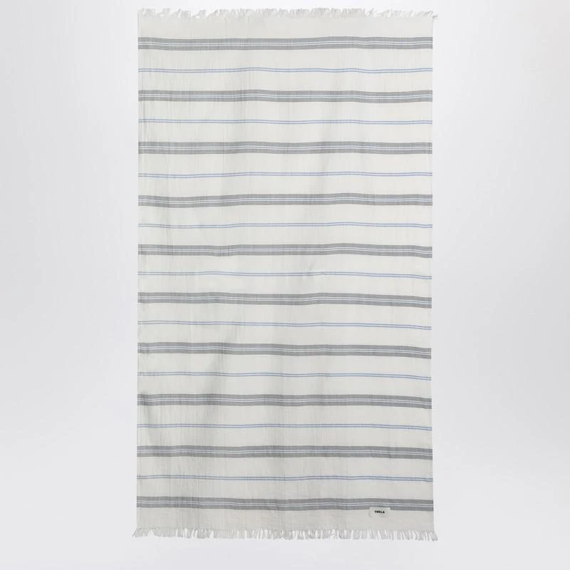 Tekla White beach towel with striped pattern 1