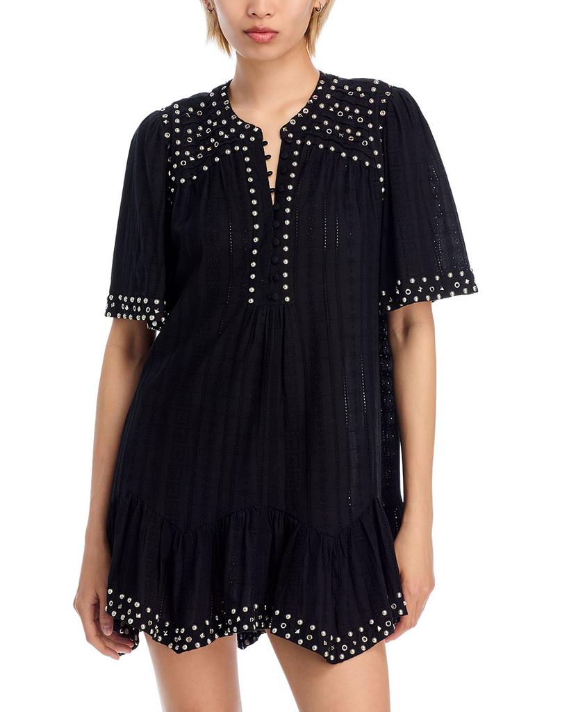 Studded Pintuck Mini Dress - Exclusive – On Sale Now with Up