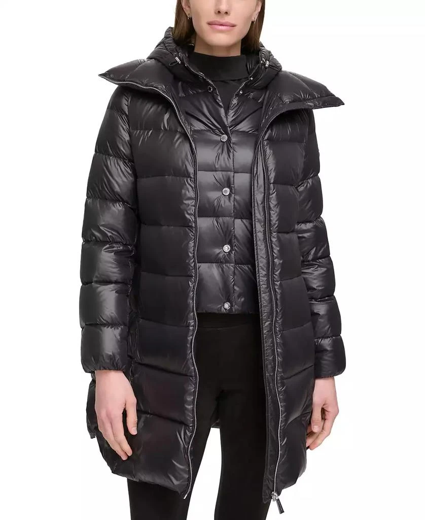 Calvin Klein Women's Shine Bibbed Hooded Packable Puffer Coat, Created for Macy's 5