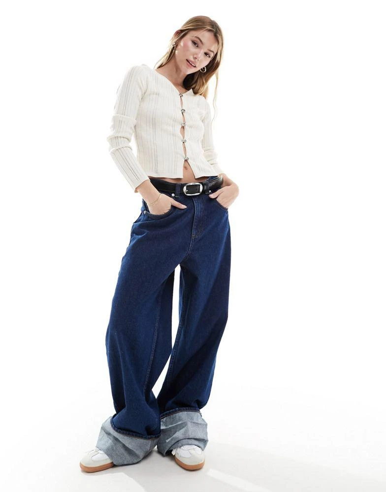 & Other Stories & Other Stories lightweight knit cardigan in with button scallop edge in off white 2