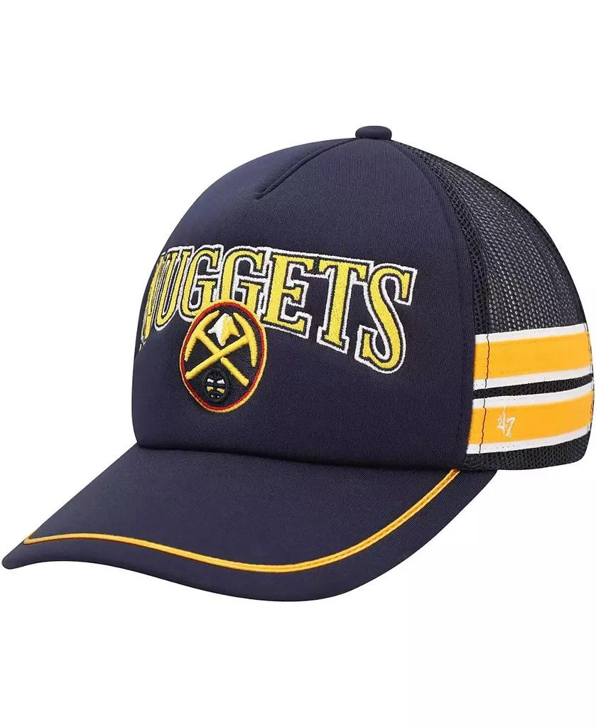 47 Brand Men's Navy Denver Nuggets Sidebrand Stripes Trucker Adjustable Hat 1