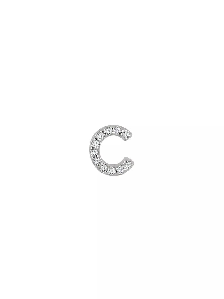 Meira T 14K White Gold Diamond Intial Single Stud Earring