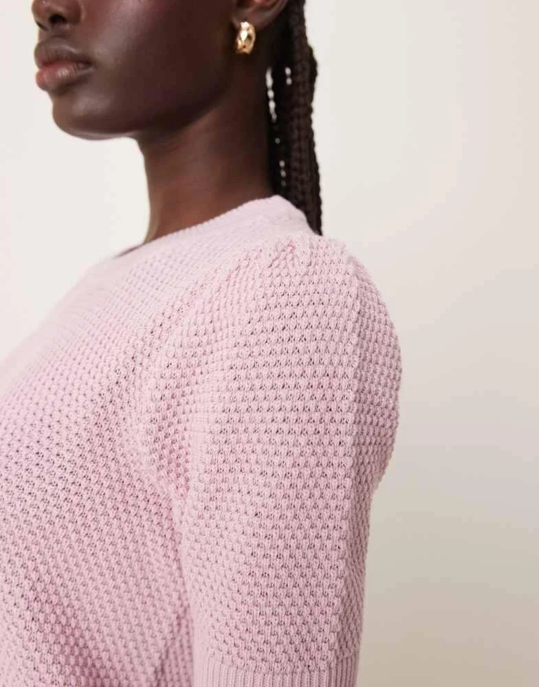 Vila Vila short sleeve textured knitted t-shirt in orchid pink 2